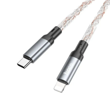 Кабель Type-C/Apple Lightning 1 м HOCO U112 Shine PD 20 Вт 3 А з підсвічуванням сірий (RZN-23098778)