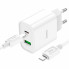 Зарядний пристрій з кабелем Type-C+USB/Apple Lightning 1 м HOCO C80A Plus Rapido 20 W 5 V білий (RZN-23098779)