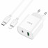 Зарядний пристрій з кабелем Type-C+USB/Apple Lightning 1 м HOCO C80A Plus Rapido 20 W 5 V білий (RZN-23098779)