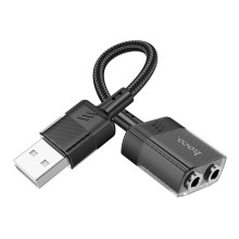 Перехідник 2в1 USB M/2х3.5 мм AUX F 15 см HOCO LS37 чорний (RZN-23098676)