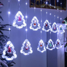 Світлодіодна гірлянда-завіса прозорий дріт Фігурки в ялинці 10 LED Magic Lights 3 х 0.6 м білий (RZN-23095640)