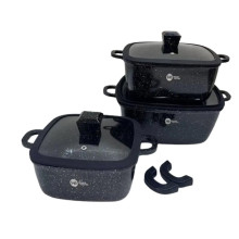 Набір каструль гранітне покриття 8 предметів Higher Kitchen HK-323 зі скляними кришками чорний (RZN-23100706) Набір каструль гранітне покриття 8 предметів Higher Kitchen HK-323 зі скляними кришками чорний (RZN-23100706)