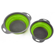 Дуршлаг силиконовый складной 2 шт в комплекте Collapsible filter Baskets (большой + маленький) Зеленый