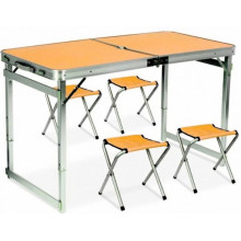 Стол для пикника Усиленный раскладной со стульями 4Life PR 120х60х55/60/70 см (3 режима высоты) Оранжевый