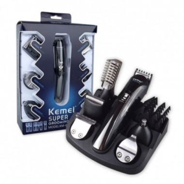 Триммер мужской Kemei универсальный 11в1 для стрижки волос и бритья бороды также для носа Original 16см Black (KM-600)