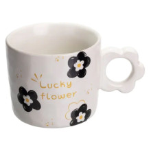Чашка для чая и кофе фарфоровая Lucky Flower 420 (мл) красивая оригинальная кружка на подарок Белая FM-14D (LG-FM-14D)