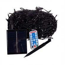 Новорічна гірлянда вулична 100 м 1000 LED із сонячною батареєю 8 режимів роботи чорний провід Біле світло SB1000L100MBW (LG-SB1000L100MBW)