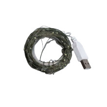 Гірлянда роса 10 метрів USB на 100 led світлодіодів крапля на зеленому дроті USB100L10MGY (LG-USB100L10MGY)
