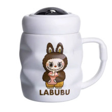 Чашка фарфоровая с крышкой Labubu 400 (мл) Белый с темно-коричневым FM-54C (LG-FM-54C)