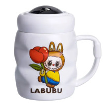 Чашка фарфоровая с крышкой Labubu 400 (мл) Белый с желтым FM-54D (LG-FM-54D)