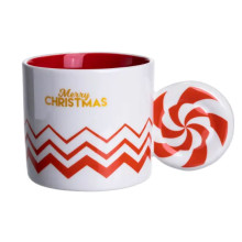 Чашка фарфоровая новогодняя Merry Christmas 350 (мл) Белая с красным Yiwu FM-CS-51WR (LG-FM-CS-51WR)