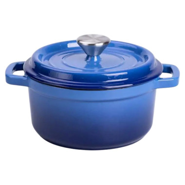 Каструля чавунна емальована 2 л з кришкою Ø20 см Синя HP-1-2BL (LG-HP-1-2BL)