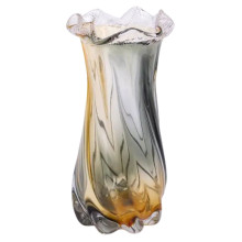 Ваза декоративна 26 см для квітів скляна фігурна ваза з кольорового скла 1.2 л Жовто-сіра HP-9-11 (LG-HP-9-11) Ваза декоративна 26 см для квітів скляна фігурна ваза з кольорового скла 1.2 л Жовто-сіра HP-9-11 (LG-HP-9-11)