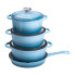 Набір чавунного посуду для приготування 3 каструлі та сковорода з емальованим покриттям Блакитний HP-1-7 (LG-HP-1-7)
