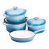 Набір чавунного посуду для приготування 3 каструлі та сковорода з емальованим покриттям Блакитний HP-1-7 (LG-HP-1-7)
