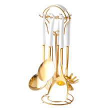 Набор кухонных принадлежностей на подставке 7 предметов кухонные аксессуары на подставке Белый с золотом HP-20-65