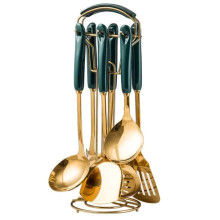 Набор кухонных принадлежностей на подставке 7 предметов кухонные аксессуары на подставке Изумрудный HP-20-67