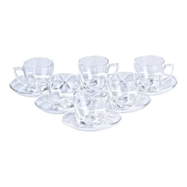 Набір чашок із блюдцями прозорі 6 штук по 200 мл прозорий HP572 (LG-2148787653)