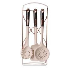 Набір кухонного приладдя на підставці 6 штук кухонні аксесуари Бежевий із чорною ручкою YRUR4 (LG-2072860505) Набір кухонного приладдя на підставці 6 штук кухонні аксесуари Бежевий із чорною ручкою YRUR4 (LG-2072860505)