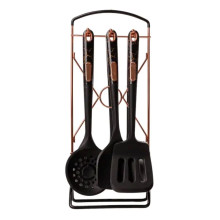 Набір кухонного приладдя на підставці 6 штук кухонні аксесуари Чорний під мармур YRUR5 (LG-2072860506)