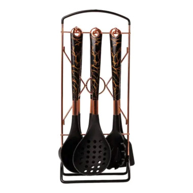 Набір кухонного приладдя на підставці 6 штук кухонні аксесуари Мармур YRUR6 (LG-2058370167)