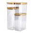 Банки для сыпучих продуктов набор из 4 шт пластиковые с бамбуковыми крышками HP-1302