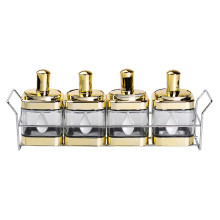 Набор банок для сыпучих продуктов 4 штуки 350 мл стеклянные на металлической подставке HP-1336