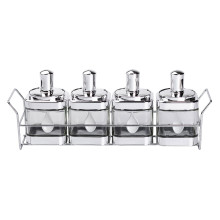 Набор банок для сыпучих продуктов 4 штуки 350 мл стеклянные на подставке HP-1340