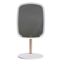 Настольное зеркало с подсветкой 23х18 см для макияжа на ножке Белое HP-10-6AW