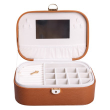 Шкатулка для украшений из эко кожи 2 яруса с замком органайзер для ювелирных изделий HP-5-1BR