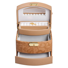 Скринька для прикрас з еко шкіри 3 яруси із замком органайзер для ювелірних виробів HP-5-23BR (LG-HP-5-23BR)