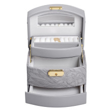 Скринька для прикрас з еко шкіри 3 яруси із замком органайзер для ювелірних виробів HP-5-23G (LG-HP-5-23G)