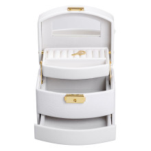 Скринька для прикрас з еко шкіри 3 яруси із замком органайзер для ювелірних виробів HP-5-23W (LG-HP-5-23W)