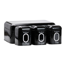 Хлібниця чорна з банками для зберігання сипучих продуктів, набір із 4 штук, 1 літр HP33533B (LG-HP33533B) Хлібниця чорна з банками для зберігання сипучих продуктів, набір із 4 штук, 1 літр HP33533B (LG-HP33533B)