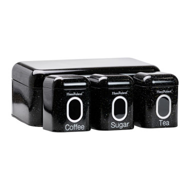 Хлібниця чорна з банками для зберігання сипучих продуктів, набір із 4 штук, 1 літр HP33533B (LG-HP33533B)