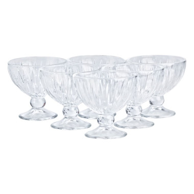 Креманка на ніжці скляна прозора 250 (мл) набір креманок 6 штук для салатів, десертів, желе HP520 (LG-2148787603)