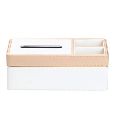 Серветниця-органайзер з еко-шкіри 3 відділення 27*14*'10 см Білий з бежевим HP9190 (LG-2140008456)