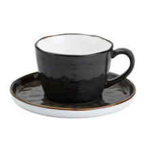 Чашка із блюдцем порцелянова 250 мл для чаю кави Чорна HP23396 (LG-2183918589) Чашка із блюдцем порцелянова 250 мл для чаю кави Чорна HP23396 (LG-2183918589)