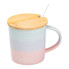 Чашка з бамбуковою кришкою та ложкою порцелянова 350 мл Рожевий HP7201P (LG-2183918462)