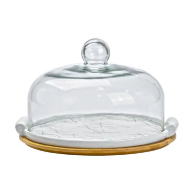 Тортівниця порцелянова зі скляною кришкою 29 см HP1204 (LG-HP1204)