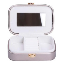 Скринька для прикрас з еко шкіри 15×10×5 см із дзеркалом органайзер для ювелірних виробів HP-5-33G (LG-HP-5-33G)