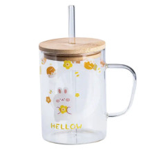 Чашка скляна з дерев'яною кришкою та трубочкою HP7214C (LG-2152932559) Чашка скляна з дерев'яною кришкою та трубочкою HP7214C (LG-2152932559)