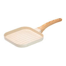 Сковорода гриль квадратна 18×18 см рифлена з гранітним покриттям бежева HP39568W (LG-HP39568W)