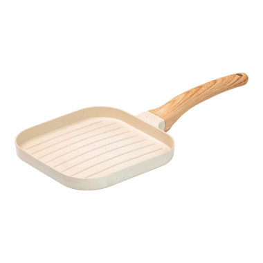 Сковорода гриль квадратна 18×18 см рифлена з гранітним покриттям бежева HP39568W (LG-HP39568W)