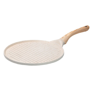 Сковорода гриль кругла Ø 26.5 см низька з гранітним покриттям бежева HP39581W (LG-HP39581W)