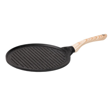 Сковорода гриль кругла Ø 26.5 см низька з гранітним покриттям чорна HP39581B (LG-HP39581B)