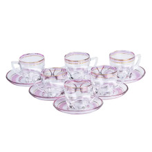 Чашки зі блюдцем скляні прозорі набір на 6 осіб Розовий HP571 (LG-2148787652) Чашки зі блюдцем скляні прозорі набір на 6 осіб Розовий HP571 (LG-2148787652)