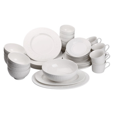 Столовий сервіз порцелянаовий на 6 персон 39 предметів білий HP-7-705 (LG-2394098769)