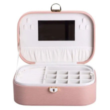 Шкатулка для украшений из эко кожи 2 яруса с замком органайзер для ювелирных изделий HP-5-1P