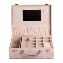 Шкатулка для украшений из эко кожи 2 яруса с зеркалом органайзер для ювелирных изделий HP-5-15P